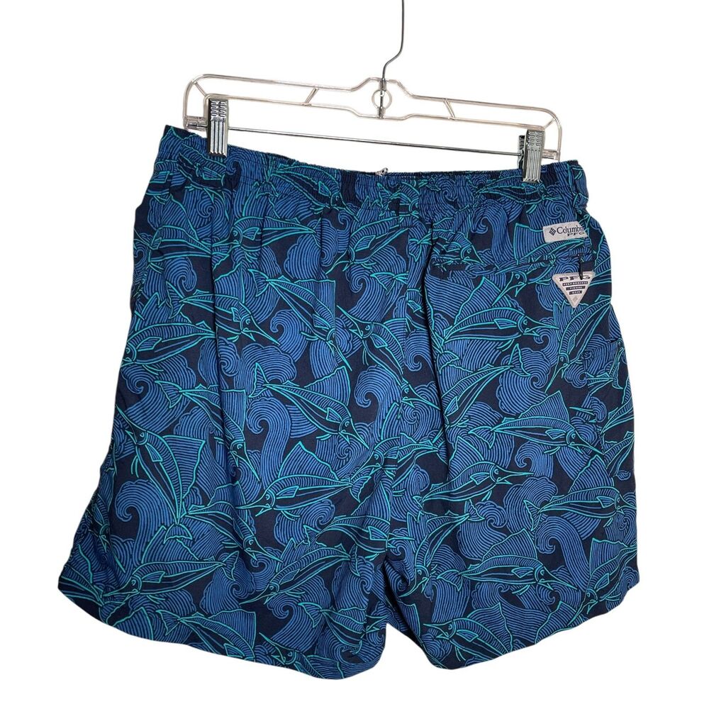 Columbia Swim Shorts Men's Large Blue Printed Line Trunks Bathing Suit - Picture 4 of 10